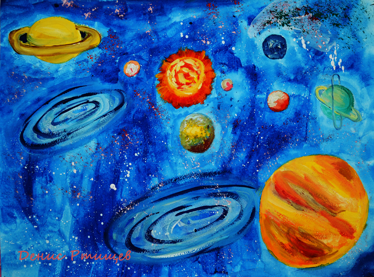 Рисуем космос пошагово. Рисунок на тему космос. Космос красками для детей. Космос гуашью. Правополушарное рисование для детей космос.